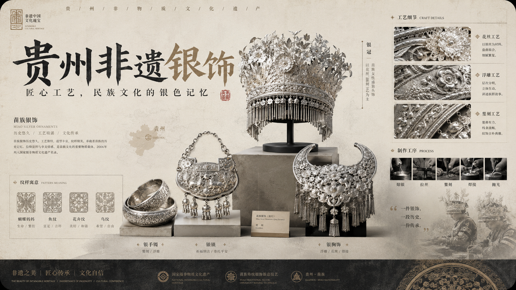 錾刻与浮雕：银面上的山水花纹